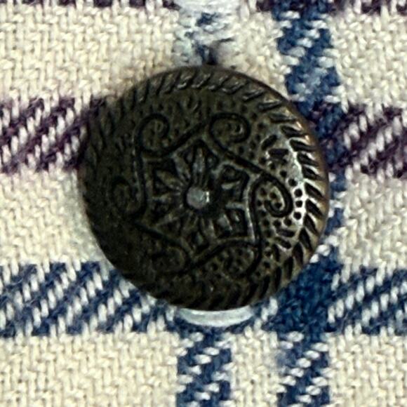 Y2K Teddi Plaid Flannel Button Shirt Women’s M Roll Tab Embroidered Collar - Picture 8 of 8